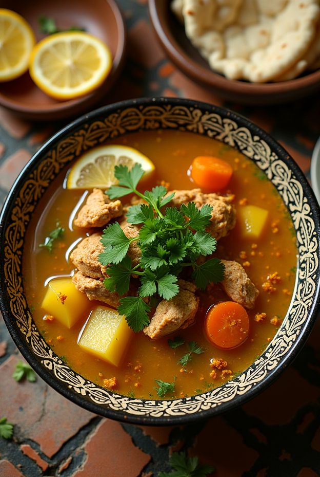 Aromatic Israeli Yemenite Chicken Soup with chicken, potatoes, carrots, fresh cilantro, and hawaij spice blend.